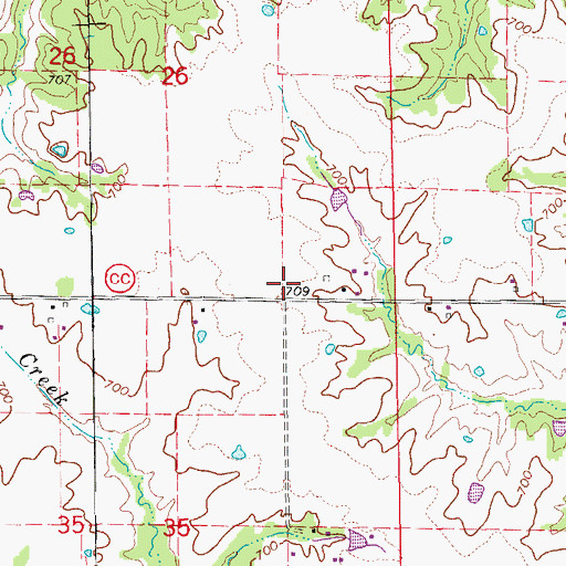 Topographic Map of Grover College School (historical), MO