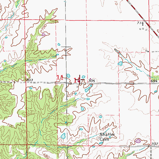 Topographic Map of Highland School (historical), MO