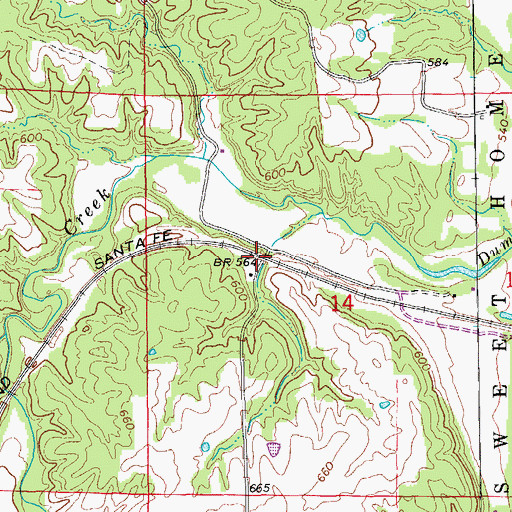 Topographic Map of Dumas, MO