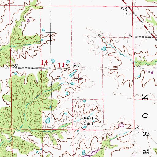 Topographic Map of Brick Church (historical), MO