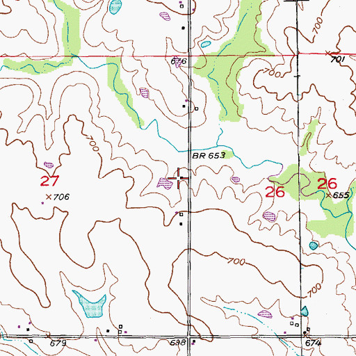 Topographic Map of Lebanon School (historical), MO