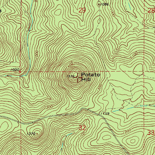 Topographic Map of Potato Hill, AR