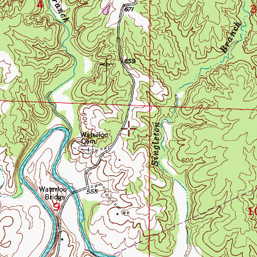 Topographic Map of Waterloo School (historical), MO