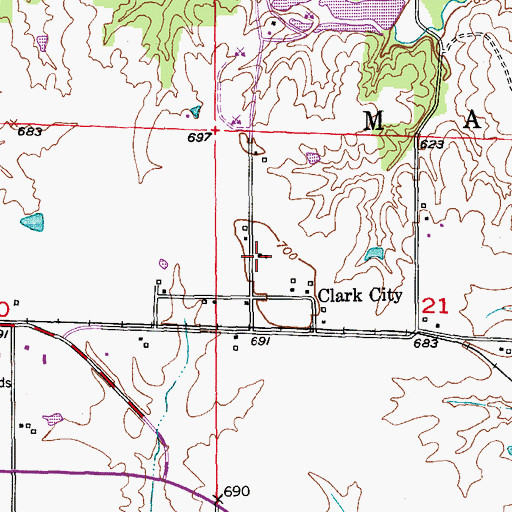 Topographic Map of Clark City School, MO