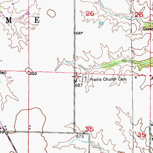 Topographic Map of Prairie Church (historical), MO
