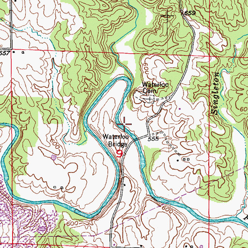 Topographic Map of Johnson and Sanford Water Mill, MO