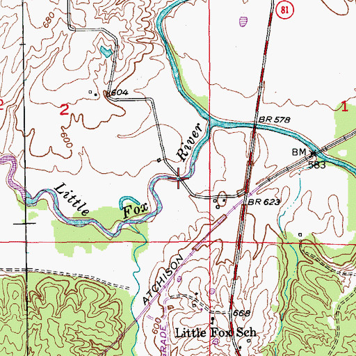 Topographic Map of Sherwood Bridge, MO