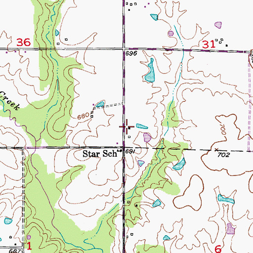Topographic Map of Star Church (historical), MO