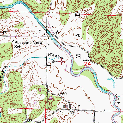 Topographic Map of Moores Mill, MO
