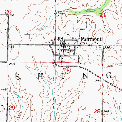 Topographic Map of Tanyard School, MO
