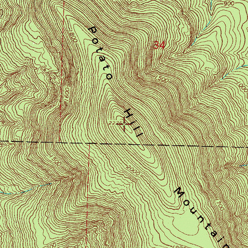 Topographic Map of Potato Hill Mountain, AR