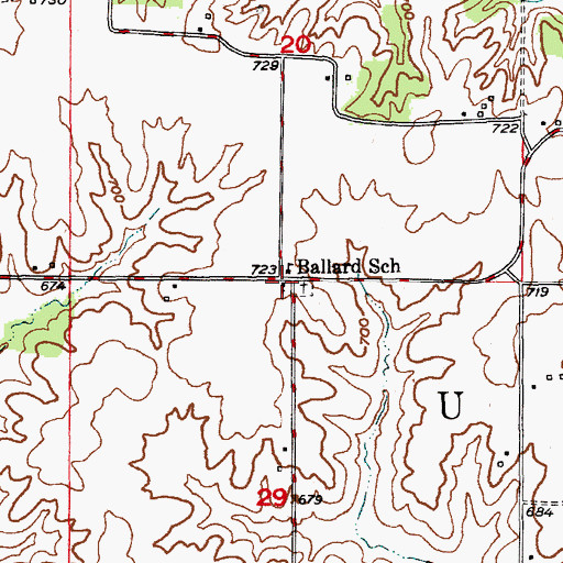 Topographic Map of Ballard Church, MO
