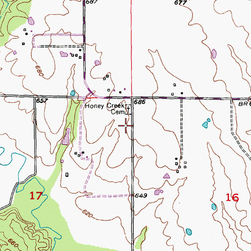 Topographic Map of Honey Creek Congregational Church (historical), MO