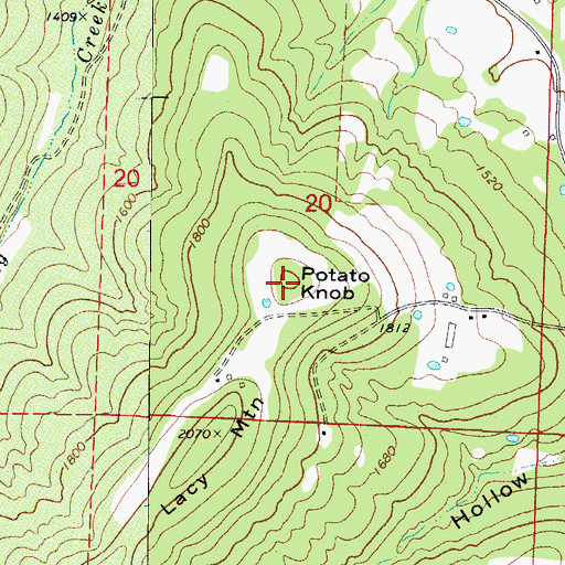 Topographic Map of Potato Knob, AR