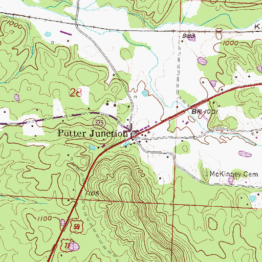 Topographic Map of Potter Junction, AR
