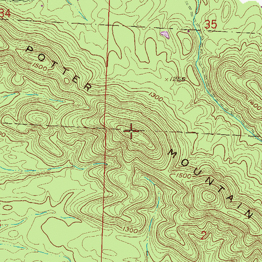 Topographic Map of Potter Mountain, AR