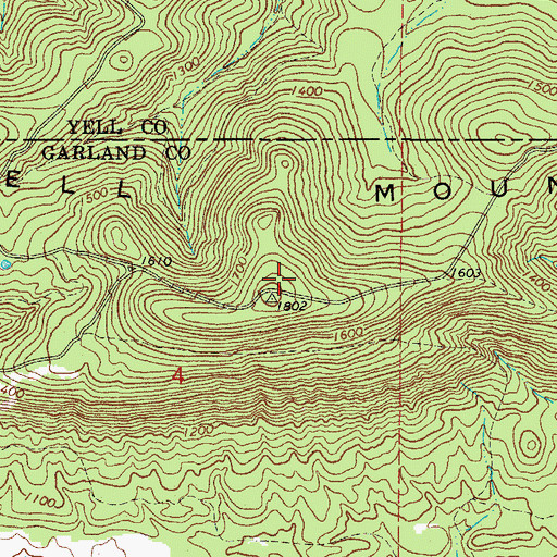 Topographic Map of Powell Mountain, AR