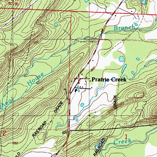 Topographic Map of Prairie Creek, AR