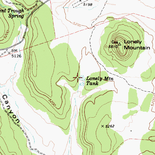 Topographic Map of Lonely Mountain Tank, AZ