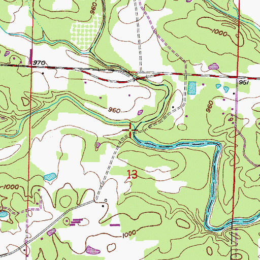 Topographic Map of Prairie Creek, AR
