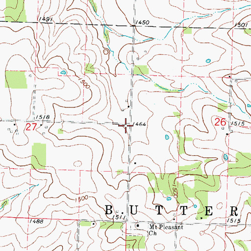 Topographic Map of Pleasant Valley School (historical), MO