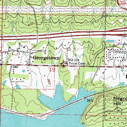 Topographic Map of Price Cemetery, AR