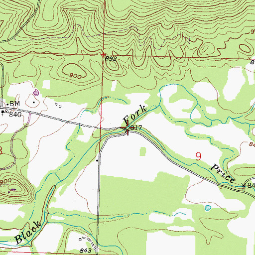 Topographic Map of Price Creek, AR