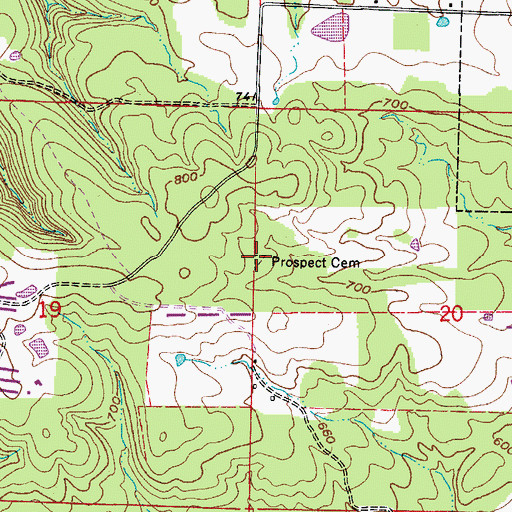 Topographic Map of Prospect Cemetery, AR