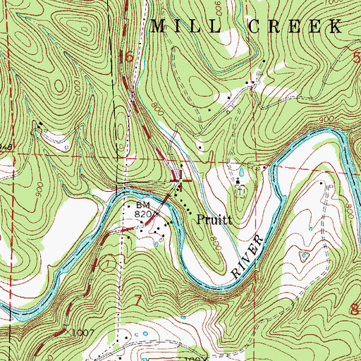 Topographic Map of Pruitt, AR