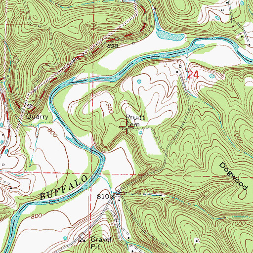 Topographic Map of Pruitt Cemetery, AR