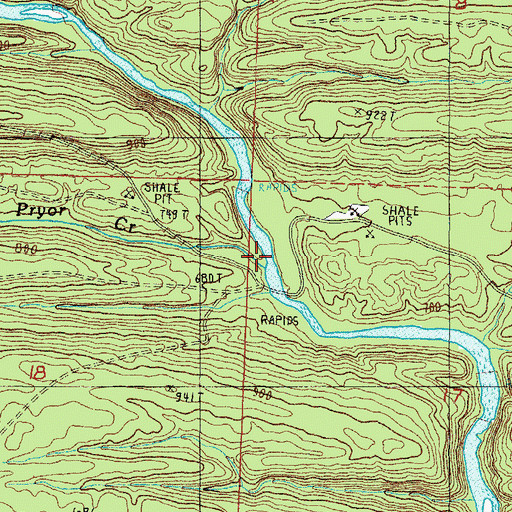 Topographic Map of Pryor Creek, AR