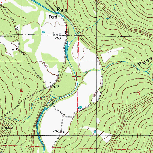 Topographic Map of Puss Hollow, AR