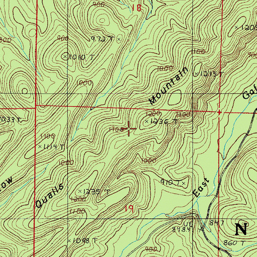 Topographic Map of Qualls Mountain, AR