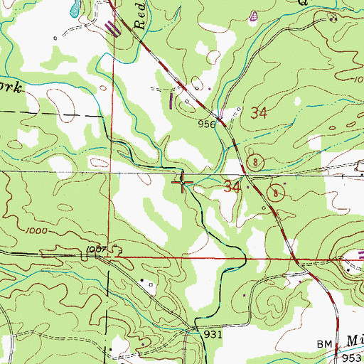 Topographic Map of Queen Creek, AR