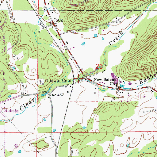 Topographic Map of Rabbit Creek, AR