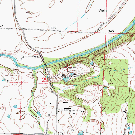 Topographic Map of Raney Cemetery, AR