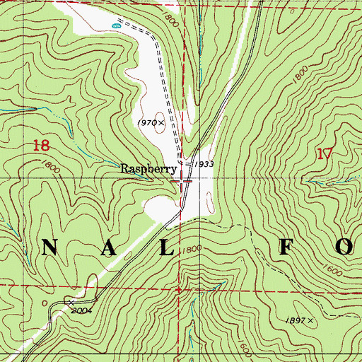 Topographic Map of Raspberry, AR