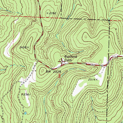 Topographic Map of Ratford Cemetery, AR