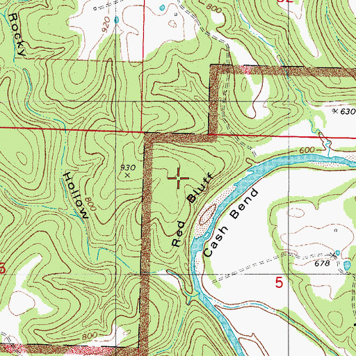 Topographic Map of Red Bluff, AR