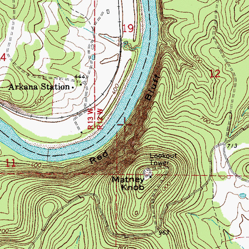 Topographic Map of Red Bluff, AR