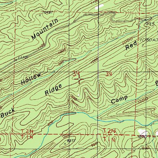 Topographic Map of Red Buck Ridge, AR