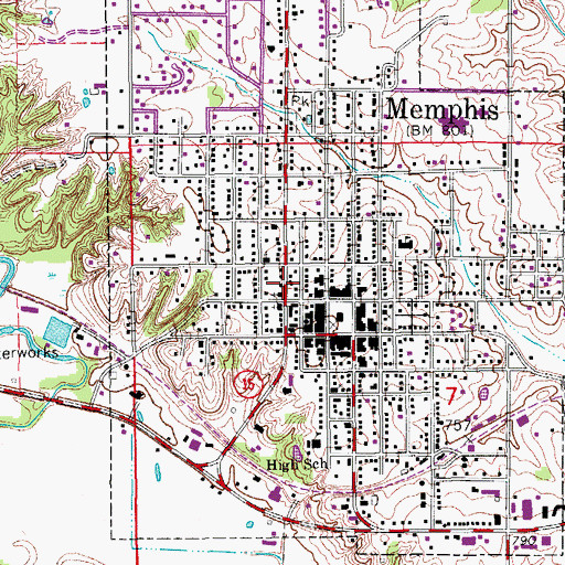Topographic Map of Nauvoo, MO