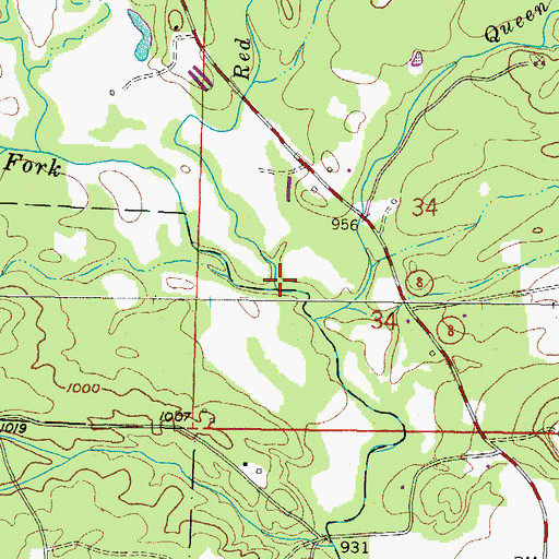 Topographic Map of Red Creek, AR