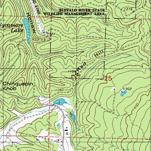 Topographic Map of Red Hill, AR