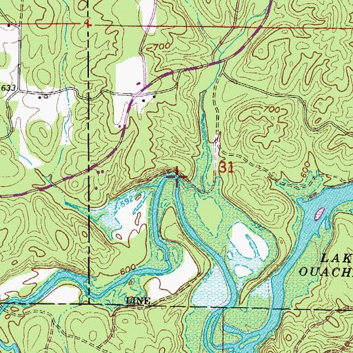 Topographic Map of Redbank Creek, AR