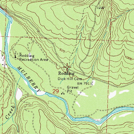 Topographic Map of Redding, AR