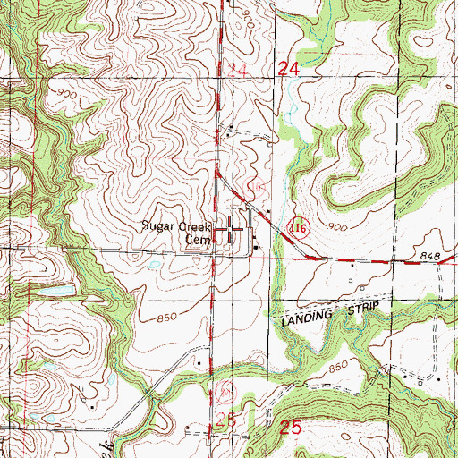 Topographic Map of Sugar Creek Cemetery, MO