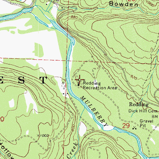 Topographic Map of Redding Recreation Area, AR