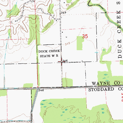 Topographic Map of McGee Gate Hunters Entrance, MO