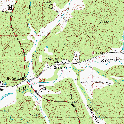 Topographic Map of Stone Hill Church, MO